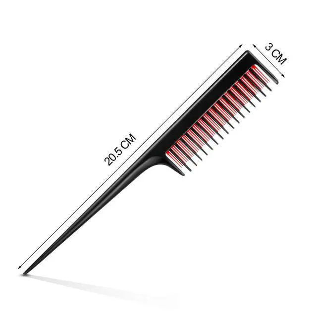 Alt view image 2 of 6 - 3 Pcs 8 Inch Triple Teasing Comb Rat Tail Comb with Pick for Women Styling Parting Lightweight Sectioning Fine Tooth Backcombing Combs Add Volume(Black and Red)