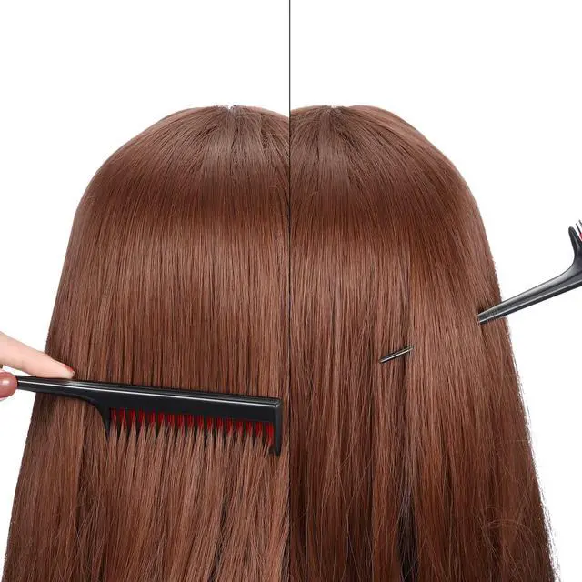 Alt view image 3 of 6 - 3 Pcs 8 Inch Triple Teasing Comb Rat Tail Comb with Pick for Women Styling Parting Lightweight Sectioning Fine Tooth Backcombing Combs Add Volume(Black and Red)