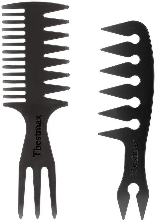 Main image of Hair Comb Styling Set Tail Combs Double Side Brushes Afro Pick Pik Comb African American Hair Brush Barber Accessories Black-2Pcs