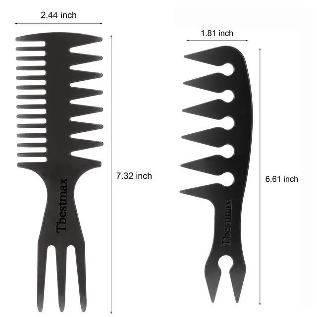 Alt view image 2 of 7 - Hair Comb Styling Set Tail Combs Double Side Brushes Afro Pick Pik Comb African American Hair Brush Barber Accessories Black-2Pcs