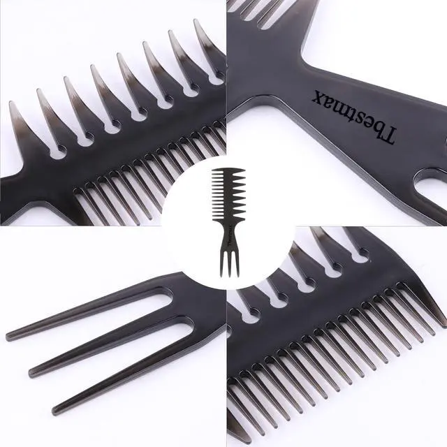 Alt view image 5 of 7 - Hair Comb Styling Set Tail Combs Double Side Brushes Afro Pick Pik Comb African American Hair Brush Barber Accessories Black-2Pcs