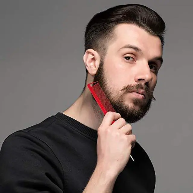 Alt view image 6 of 7 - 12 Pcs Rat Tail Comb for Parting Braiding Hair Carbon Fiber Heat Resistant Teasing Comb Stainless Steel Pintail for Pressing Teasing Hair Styling Salon Hairdressing Home(Red)