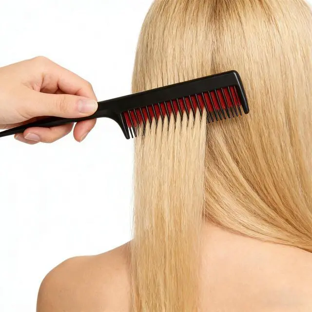 Alt view image 6 of 6 - 3 Pcs Hair Styling Comb Set, Black Carbon Fiber Lift Comb, Metal Pin Tail Comb, Nylon Bristle Hair Brush, Professional Salon Tools for Detangling, Sectioning