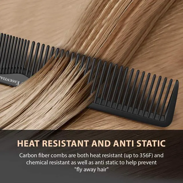 Alt view image 2 of 7 - Hair Cutting Comb - Professional 8.75 Black Carbon Fiber Anti Static Chemical And Heat Resistant Hair Combs For All Hair Types For Men and Women