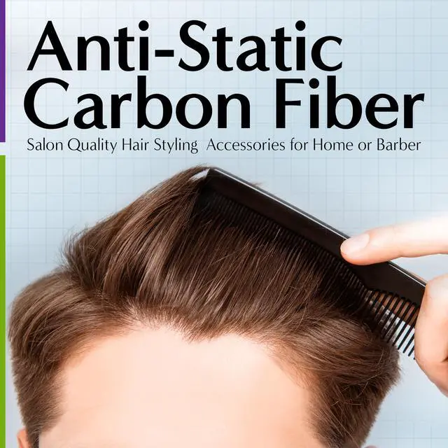 Alt view image 4 of 7 - Professional Grade Styling Comb Set - 4 Pack Premium Carbon Fiber 7" Comb - Heat Resistant, Fine and Wide Tooth, Anti Static - Salon Quality Hair Styling Accessories for Home or Barber