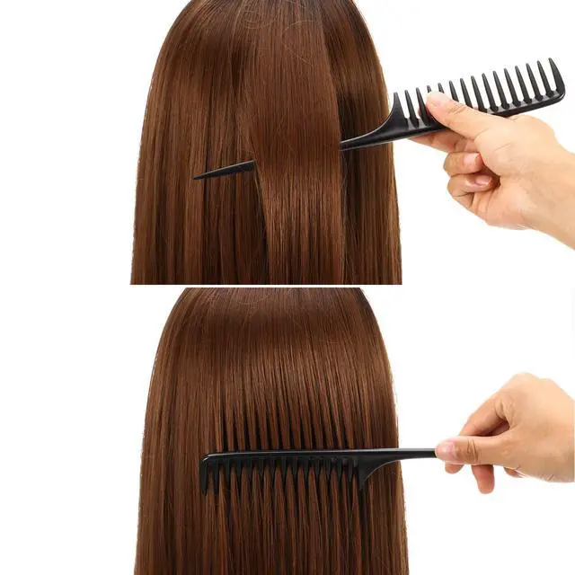 Alt view image 3 of 6 - 3 Pack Wide Tooth Tail Combs, Black Carbon Fiber Teasing Salon Back Styling Comb Anti Static Heat Resistant, Suitable for All Kinds of Hair