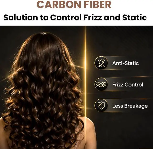 Alt view image 3 of 7 - Carbon Fiber Styling Comb, Anti Static Hair Comb for Men & Women, Detangling & Frizz Control, Heat Resistant Comb for Straight, Curly, Thick & Wavy Hair