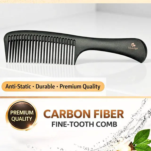 Alt view image 2 of 7 - Carbon Fiber Styling Comb, Anti Static Hair Comb for Men & Women, Detangling & Frizz Control, Heat Resistant Comb for Straight, Curly, Thick & Wavy Hair