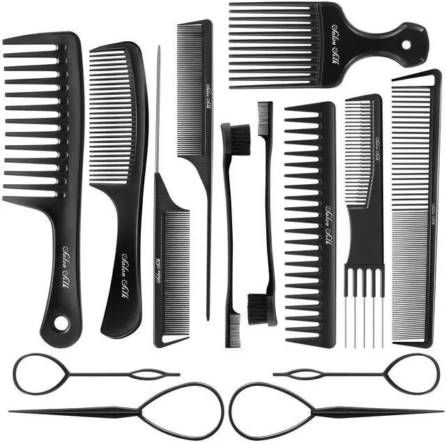 Main image of Women Hair Comb Set - 14PCS Wide Tooth Rat Tail Styling Combs Pick for Curly - Teasing Parting Fine Professional Barber Cutting Braiding Set