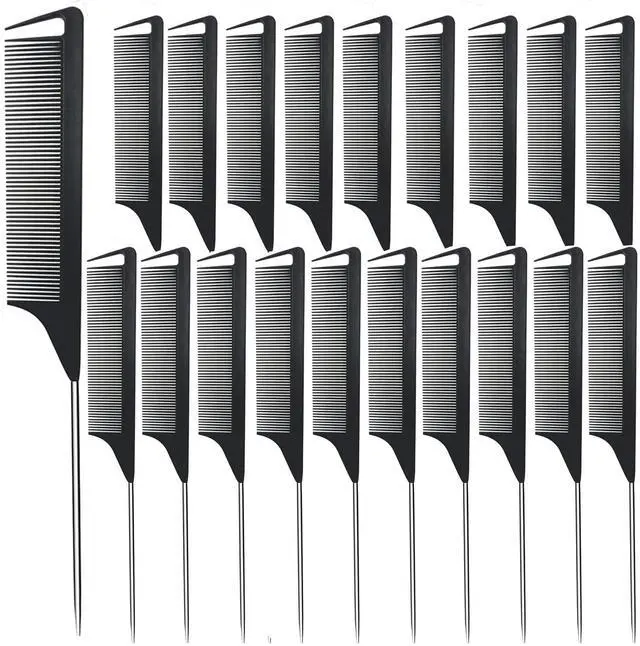 Main image of Metal Carbon Parting Combs for Women, Girls - 20 PCS for Curly, Braiding, Styling Hair (Black)