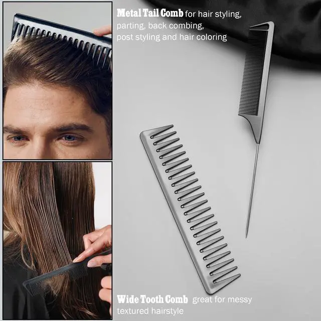 Alt view image 5 of 7 - Hair Comb for Men & Women, 8PCS Professional Styling Combs for Wet Curly Natural Hair Detangling Parting Teasing Styling & Cutting