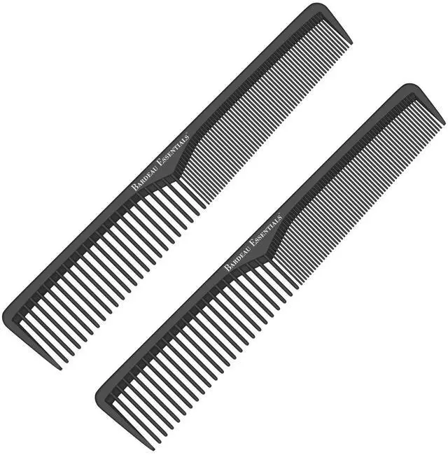 Main image of Styling Comb (2 Pack) | Professional 7 Inch Black Carbon Fiber Anti Static Chemical And Heat Resistant Comb For All Hair Types | Fine and Wide Tooth | For Men and Women |