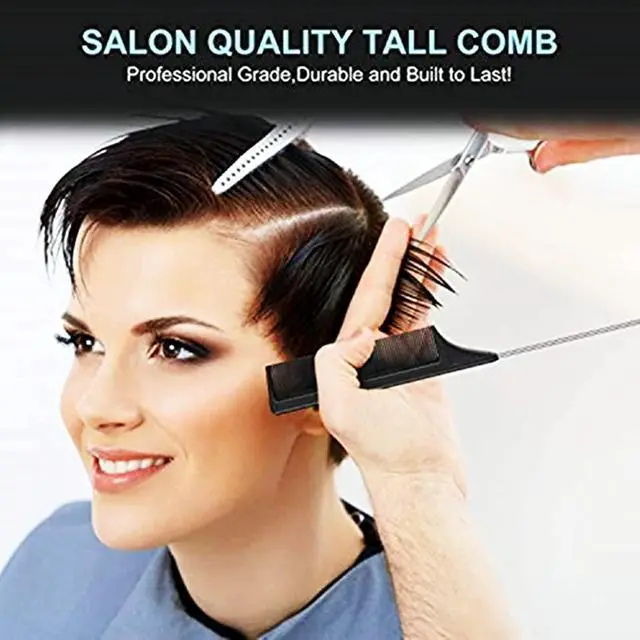 Alt view image 3 of 6 - Hair Comb, 32 Pieces Carbon Fiber Stainless Steel Rat Tail Comb, Anti Static Heat Resistant Hairdressing Comb for Braids Hair Cutting Hairdressing Styling Tools