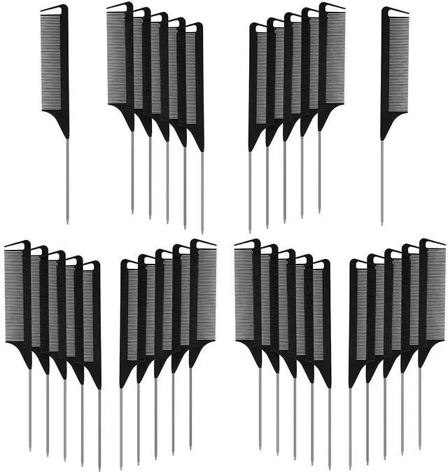Main image of Hair Comb, 32 Pieces Carbon Fiber Stainless Steel Rat Tail Comb, Anti Static Heat Resistant Hairdressing Comb for Braids Hair Cutting Hairdressing Styling Tools