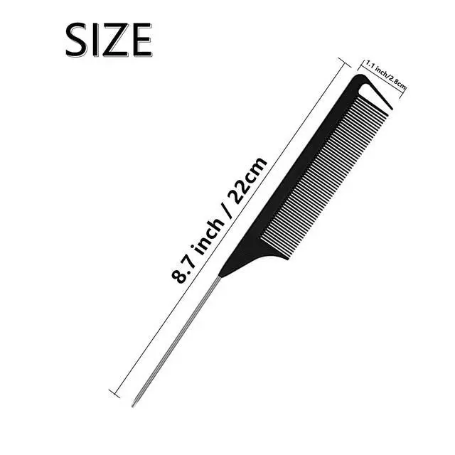 Alt view image 2 of 6 - Hair Comb, 32 Pieces Carbon Fiber Stainless Steel Rat Tail Comb, Anti Static Heat Resistant Hairdressing Comb for Braids Hair Cutting Hairdressing Styling Tools