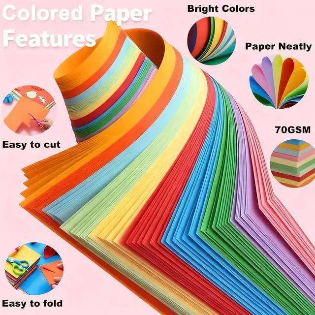 Alt view image 3 of 6 - Colored Paper 100 Sheets, Construction A4 Copy Paper for Craft Art Drawing