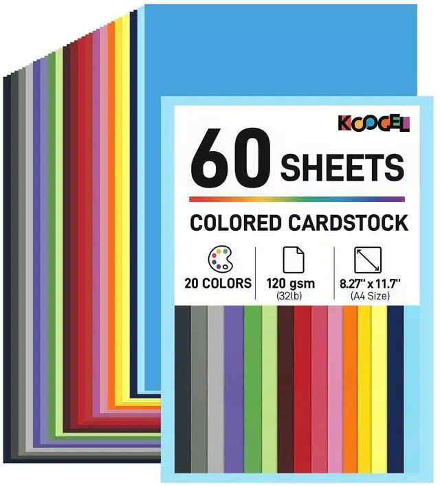 Main image of 60 Sheets Colored Craft Paper, 8.27" x 11.7" (A4 Size)