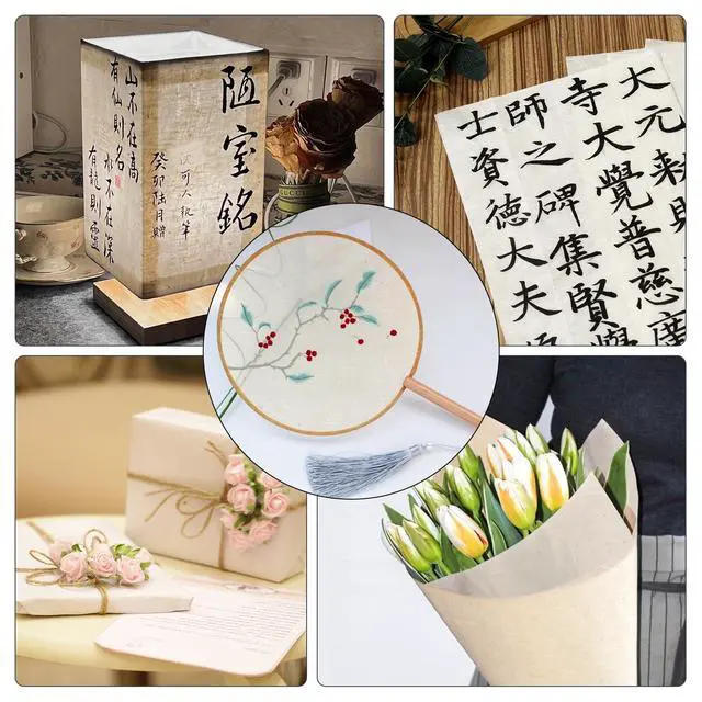 Alt view image 5 of 6 - 50/100 Sheets A4 Mulberry Paper Sheets Natural Fiber Rice Papers,8.3x11.7in Natural Decoupage Tissue Paper for Writing Painting, Decorative &Card Making Papers DIY Craft