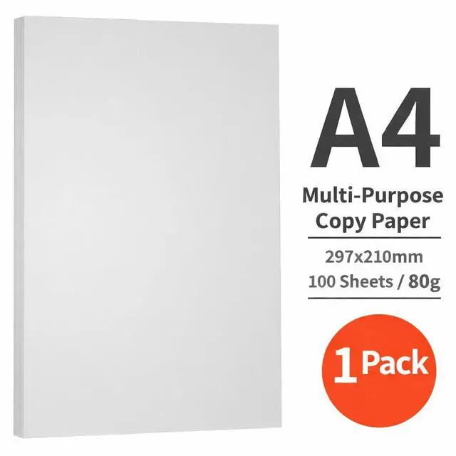 Alt view image 2 of 7 - A4 Copy Paper 80gsm, 100 Sheets per Pack Bright White Printer Paper for Inkjet & Laser, Smooth Double-Sided Printing, Home Office & School Use