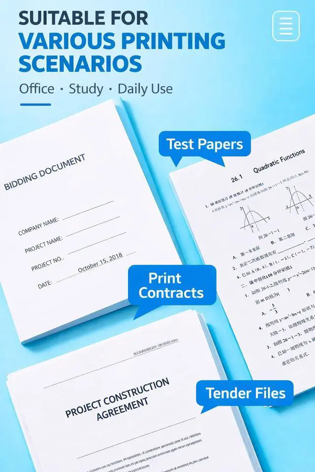 Alt view image 5 of 7 - A4 Copy Paper 80gsm, 100 Sheets per Pack Bright White Printer Paper for Inkjet & Laser, Smooth Double-Sided Printing, Home Office & School Use