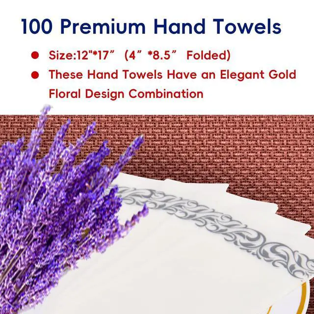 Alt view image 6 of 6 - 100 Disposable Hand Towels, Soft and Absorbent Linen Feel Dinner Napkin, Elegant Decorative Paper Guest Towels for Kitchen, Bathroom, Weddings, Parties, Silver and White