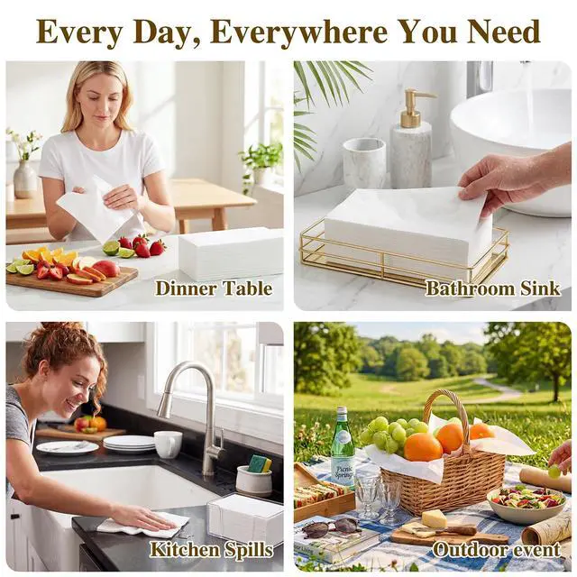 Alt view image 6 of 7 - 120Pcs Disposable Hand Towels for Bathroom, 12" x 17" Linen-Feel White