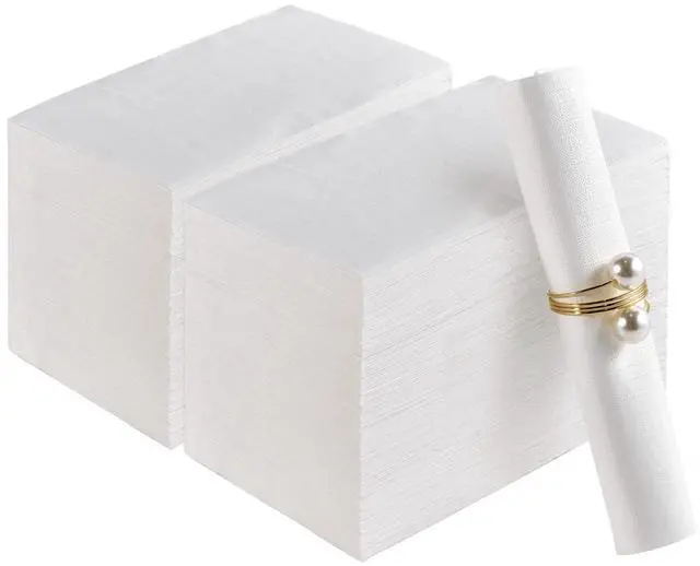 Main image of 200 Paper Napkins Disposable Guest Towels, 3-ply White Dinner Napkins