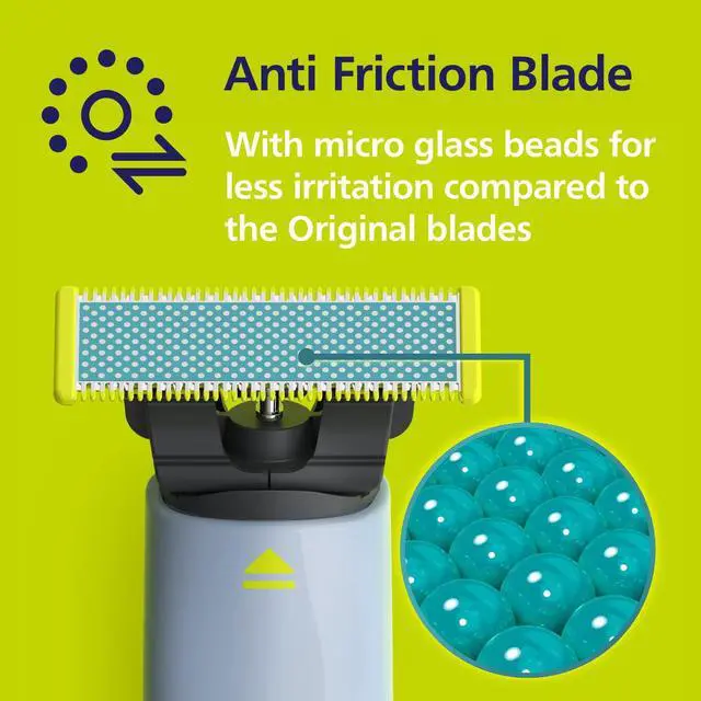 Alt view image 2 of 7 - Philips OneBlade Replacement Blades, Anti-Friction, 2 Pack | Genuine OneBlade Blades, Anti-Friction Coating, Stainless Steel, Up to 8-Month Supply, QP225/80