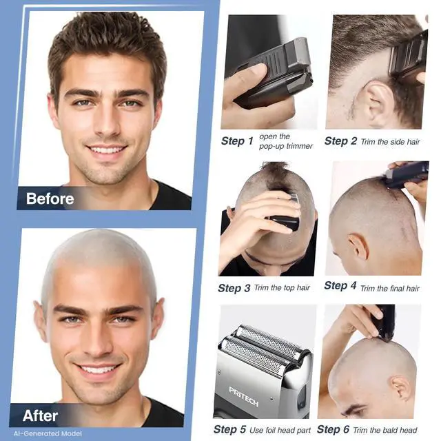 Alt view image 2 of 6 - Foil Shaver for Men with Pop-Up Trimmer, for Bald Head & Face