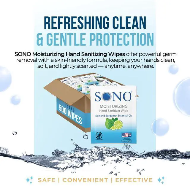 Alt view image 2 of 5 - Bergamot & Aloe Moisturizing Hand Sanitizer Wipes - TSA-Approved Travel Size Individual Packs for On-the-Go Hygiene & Cleansing - Alcohol-Free Antibacterial for Hands & Surfaces