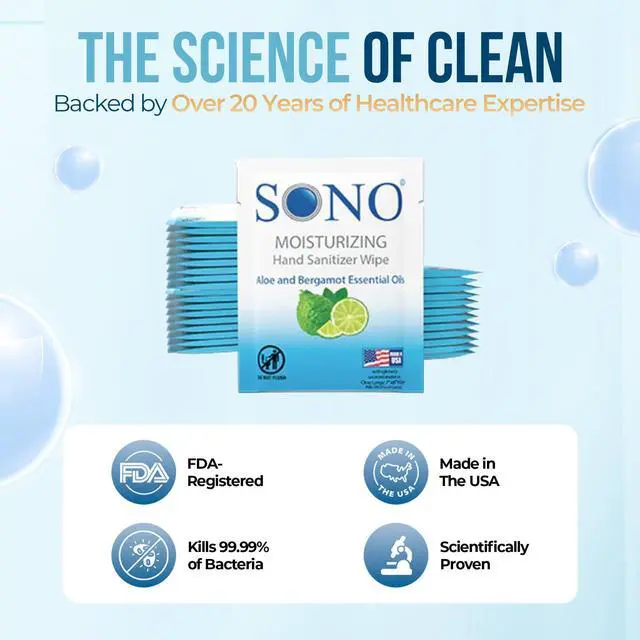 Alt view image 3 of 5 - Bergamot & Aloe Moisturizing Hand Sanitizer Wipes - TSA-Approved Travel Size Individual Packs for On-the-Go Hygiene & Cleansing - Alcohol-Free Antibacterial for Hands & Surfaces