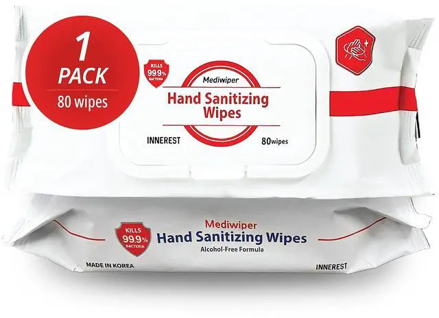 Main image of 80Count, Alcohol-Free Sanitizing Wipes, Antibacterial Wet Wipe, Travel Hand Sanitizer (80 Count)