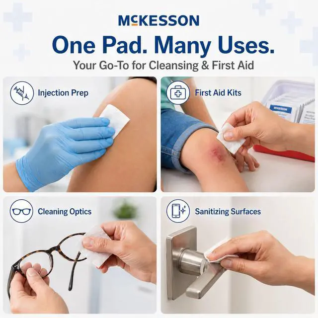 Alt view image 4 of 7 - Alcohol Prep Pads, Sterile, 2-Ply, First Aid, Large Size, 100 ct