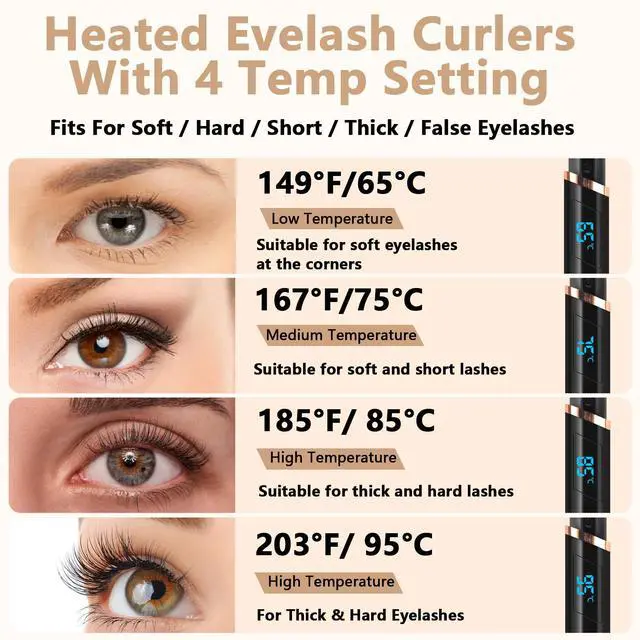 Alt view image 6 of 7 - Heated Eyelash Curler, Electric Eyelash Curler, Rechargeable Lash Curler for Makeup Natural Curling Eye Lashes and 24 Hours Long Lasting - Black 2026 Updated New Model