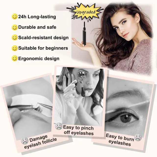 Alt view image 3 of 7 - Heated Eyelash Curler, Electric Eyelash Curler, Rechargeable Lash Curler for Makeup Natural Curling Eye Lashes and 24 Hours Long Lasting - Black 2026 Updated New Model