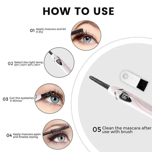 Alt view image 3 of 7 - Heated Eyelash Curler, S600 Rechargeable Heated Lash Curler, Eyelash Curler Heated in 8s for Women 24 Hs Lasting Natural Makeup (Pink/Silver, 148MM)