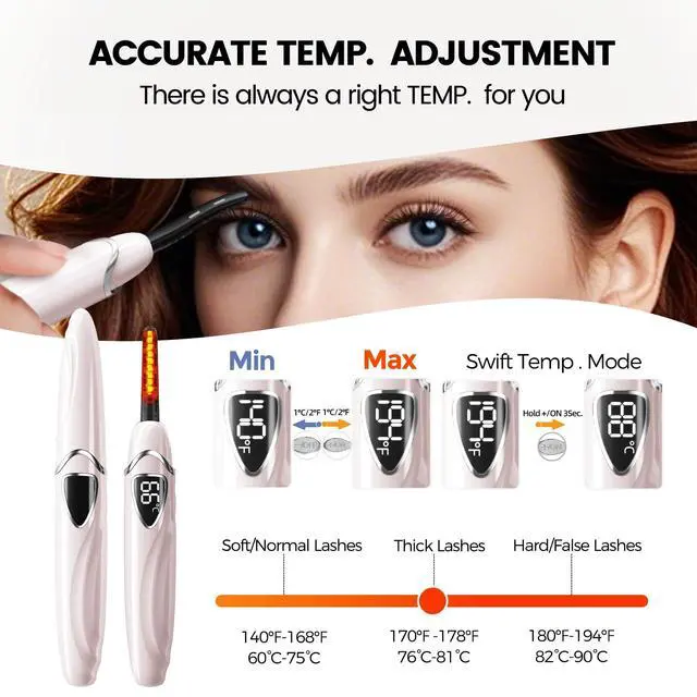 Alt view image 5 of 7 - Heated Eyelash Curler, S600 Rechargeable Heated Lash Curler, Eyelash Curler Heated in 8s for Women 24 Hs Lasting Natural Makeup (Pink/Silver, 148MM)