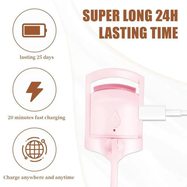 Alt view image 3 of 7 - C-Shaped Heated Eyelash Curler Fast Heat Up in 5s - Rechargeable Electric Eyelash Curler for 24H Long Lasting Curls - Safe Anti-Burn Lash Curler Elevate Your Beauty with Stunning Lashes Pink