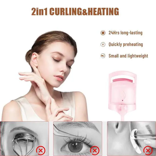 Alt view image 4 of 7 - C-Shaped Heated Eyelash Curler Fast Heat Up in 5s - Rechargeable Electric Eyelash Curler for 24H Long Lasting Curls - Safe Anti-Burn Lash Curler Elevate Your Beauty with Stunning Lashes Pink