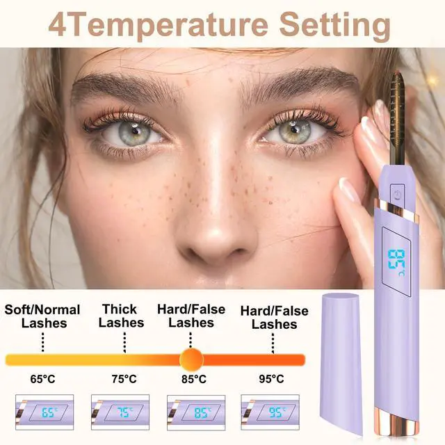 Alt view image 2 of 6 - Heated Eyelash Curler, Electric Eyelash Curler, Rechargeable Lash Curler for Makeup Natural Curling Eye Lashes and 24 Hours Long Lasting - Purple 2026 Updated New Model-P4