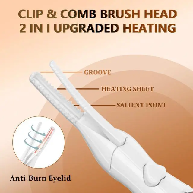 Alt view image 4 of 6 - Heated Eyelash Curler, 2-in-1 Clip-Type Design, 3 Temperature Modes, USB Rechargeable Electric Eyelash Curler, Natural Curling 24H Long-Lasting Curl, Gift for Women & Girls, Beige-FB
