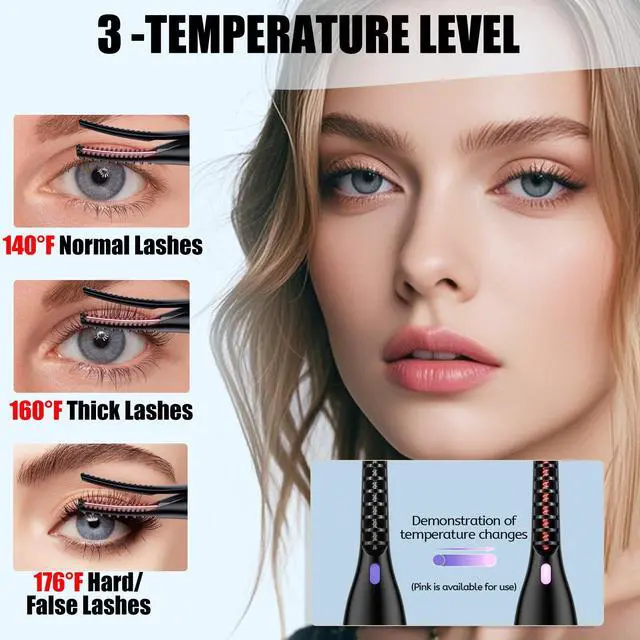 Alt view image 2 of 6 - Heated Eyelash Curlers - 2 in 1 Clip- Type Heated lash Curler Best Seller Electric Eyelash Curler 3 Temp Settings for Makeup Tools USB Rechargeable Natural Curling 24H Long Lasting B2-4