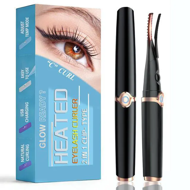 Main image of Heated Eyelash Curlers - 2 in 1 Clip- Type Heated lash Curler Best Seller Electric Eyelash Curler 3 Temp Settings for Makeup Tools USB Rechargeable Natural Curling 24H Long Lasting B2-4