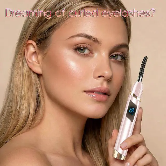 Alt view image 7 of 7 - Heated Eyelash Curler-4 Temp Modes 65°-95°C LED Display, Electric Eye Lash Curler for 24H Long Lasting, Type-C Rechargeable Heated Lash Curler for Natural Thick Lashes, Makeup Gift,Sakura Pink MU-7