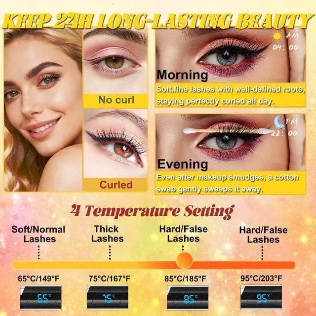 Alt view image 2 of 7 - Heated Eyelash Curler - Eyelash Curlers Heated 4 Temperature Modes| Rechargeable Electric Eyelash Curler Pro| Heated Lash Curler for Women Heat up in 8s Anti-Burn Design-MBlack-2