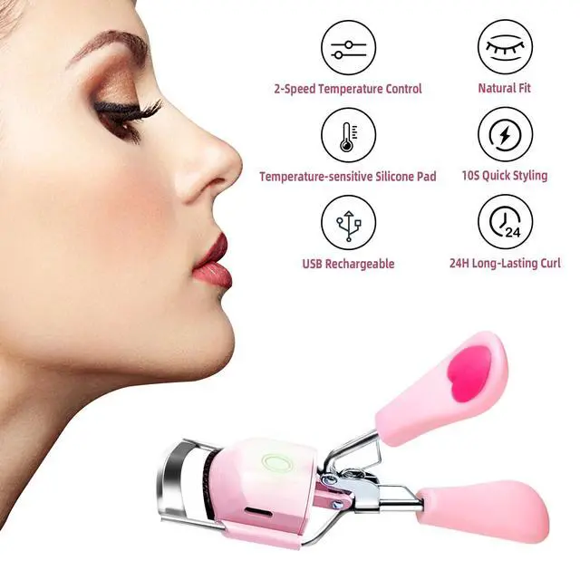 Alt view image 4 of 7 - Heated Eyelash Curler for Women 10s Fast Heating USB Rechargeable Lash Curler Long Lasting Ironing Electric Eyelash Curler with Silcone Pad Replacable Great Makeup Tools for Her