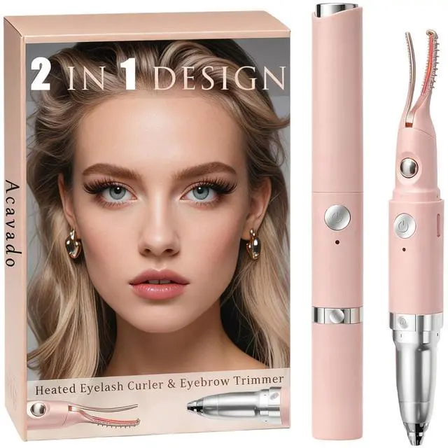 Main image of Heated Eyelash Curler - 2 in 1 Eye Lash Curler and Eyebrow Trimmer for Women with 2 Temperature Modes, USB Rechargeable Electric Eyelash Curler, Anti-Burn Design, Ideal Gift for Women (Pink)