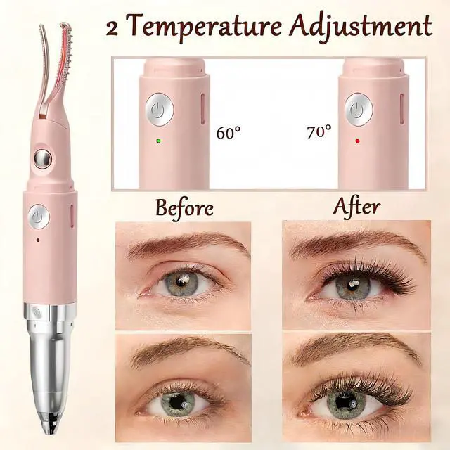 Alt view image 3 of 7 - Heated Eyelash Curler - 2 in 1 Eye Lash Curler and Eyebrow Trimmer for Women with 2 Temperature Modes, USB Rechargeable Electric Eyelash Curler, Anti-Burn Design, Ideal Gift for Women (Pink)
