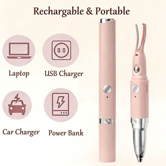 Alt view image 6 of 7 - Heated Eyelash Curler - 2 in 1 Eye Lash Curler and Eyebrow Trimmer for Women with 2 Temperature Modes, USB Rechargeable Electric Eyelash Curler, Anti-Burn Design, Ideal Gift for Women (Pink)