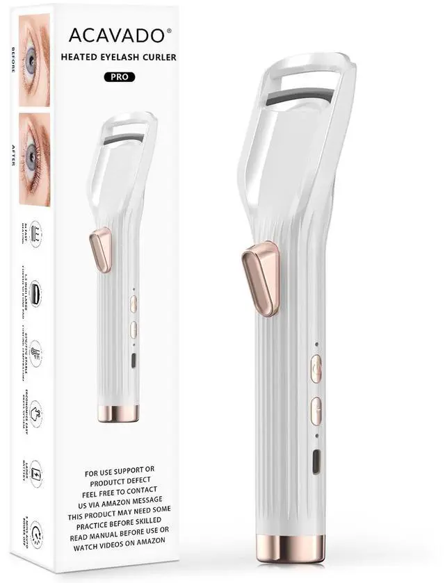 Main image of Heated Eyelash Curler Premium PRO - Fast Heat up in 8s - 24 Hours Long Lasting - Rechargeable Electric Eyelash Curler with Type-C, Innovative L Silicone, 2 Heat Modes, Anti-Burn Eyelid, White-EB